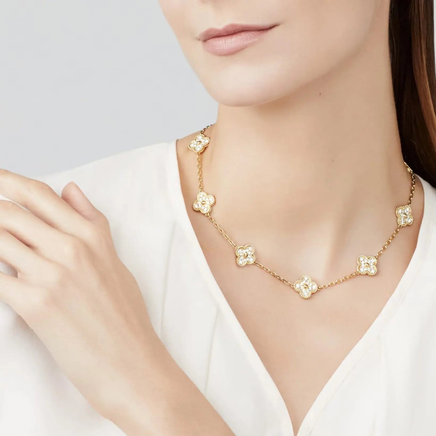 Van Cleef - Collier Vintage Alhambra , 10 motifs White