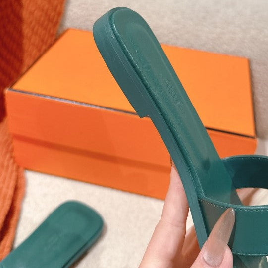 Hermes - Claquettes Oran Vert Bouteille