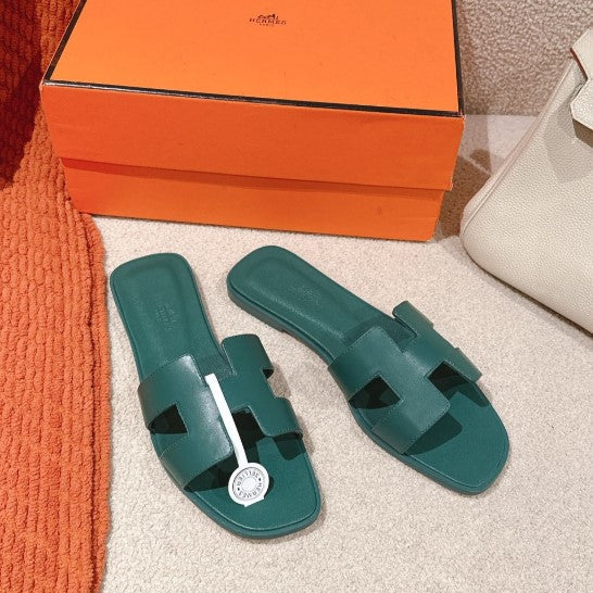 Hermes - Claquettes Oran Vert Bouteille