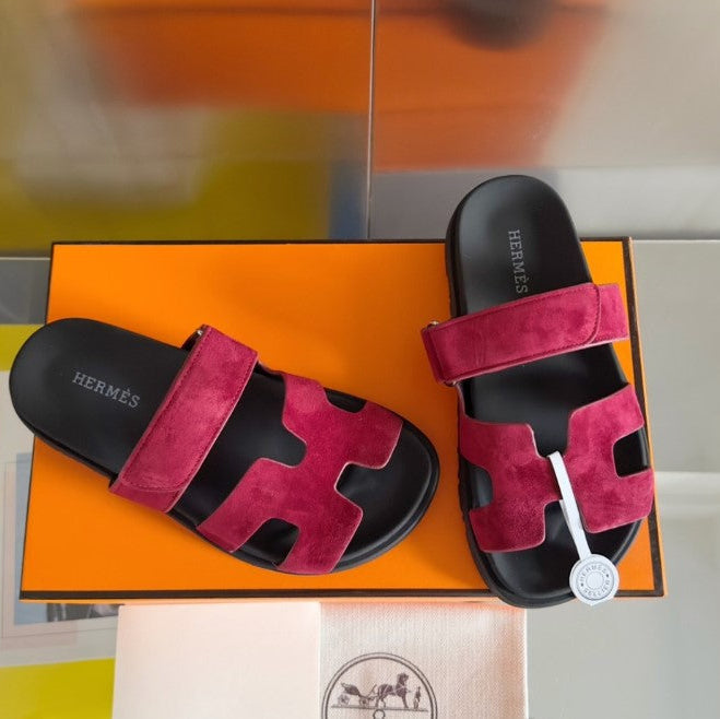 Sandales Chypre Hermes Daim Rouge