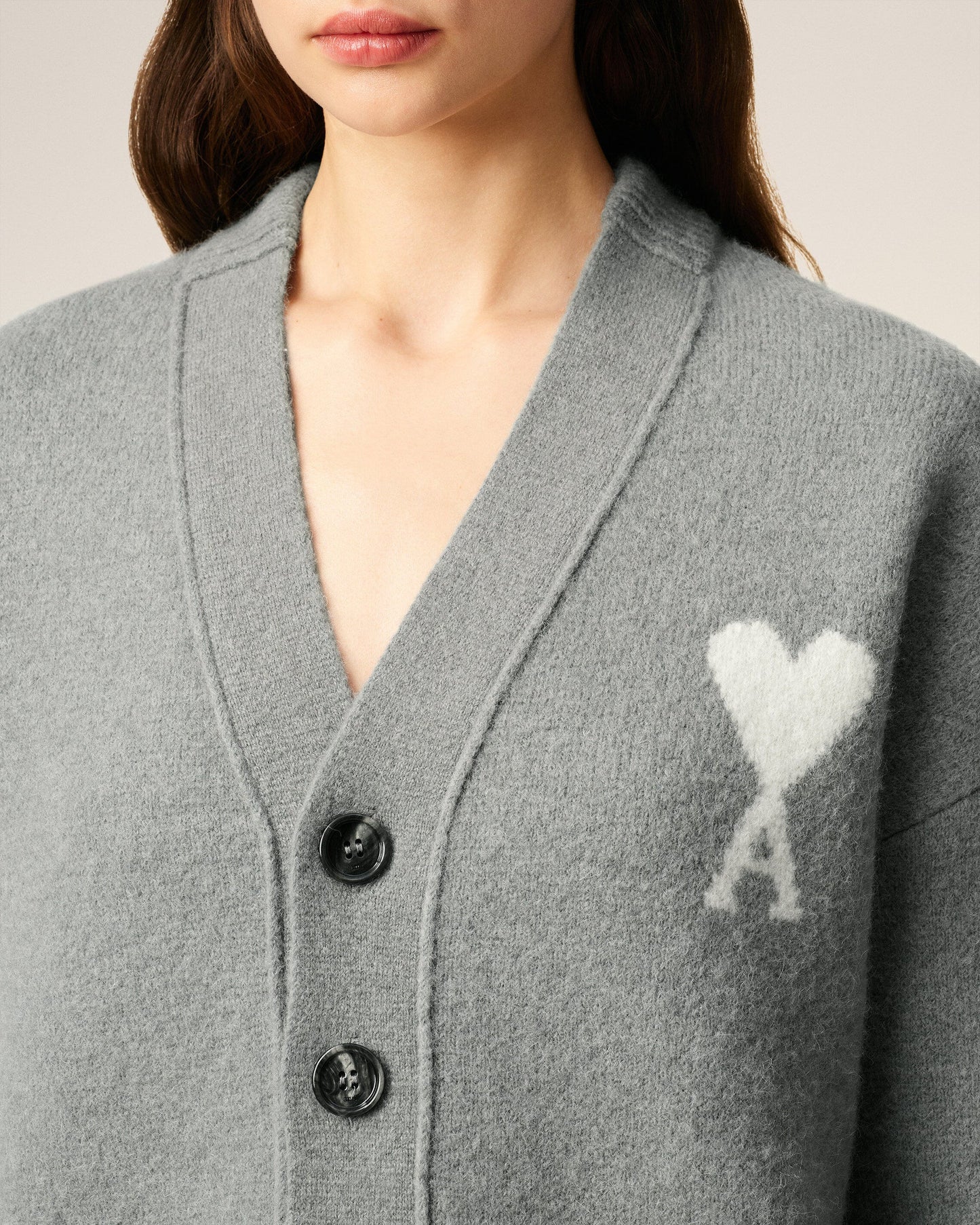 Cardigan Gris En Maille Alpaga