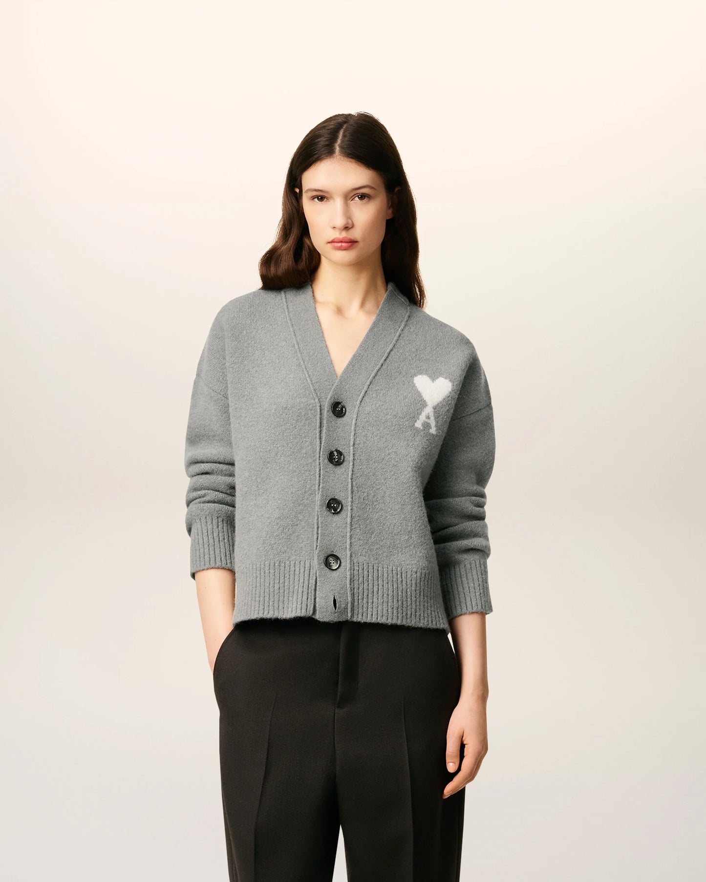 Cardigan Gris En Maille Alpaga