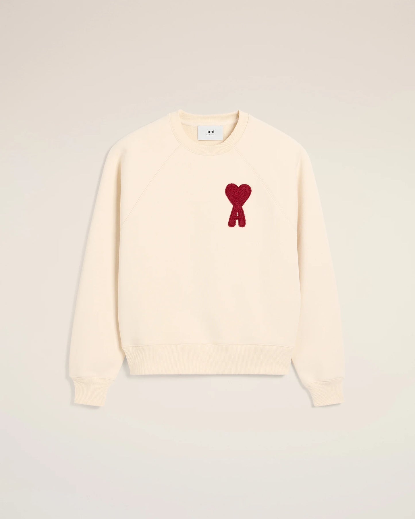 Ami Sweatshirt Beige Patch En Coton - Blanc Creme