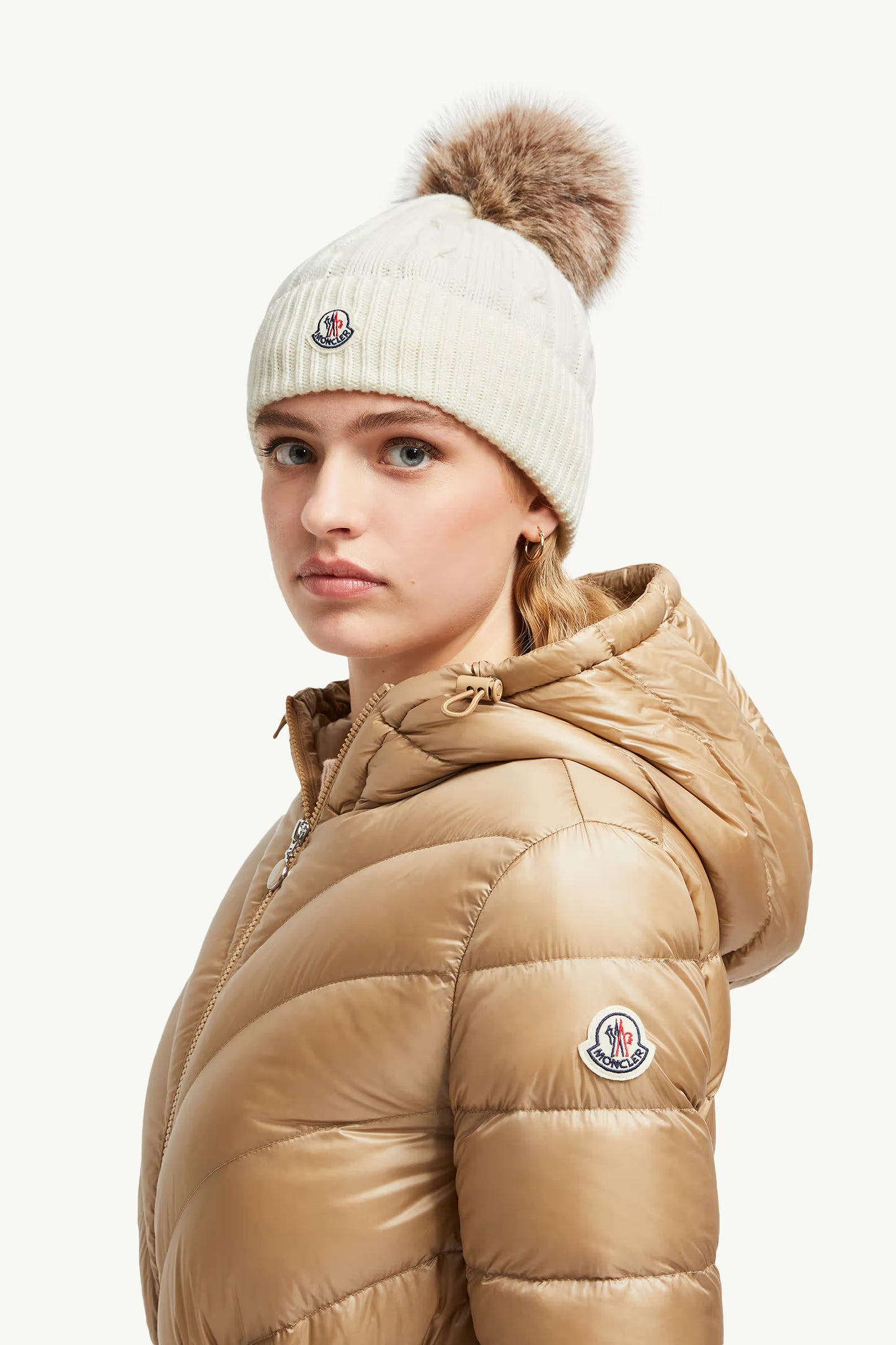 Moncler Bonnet avec pompon Blanc