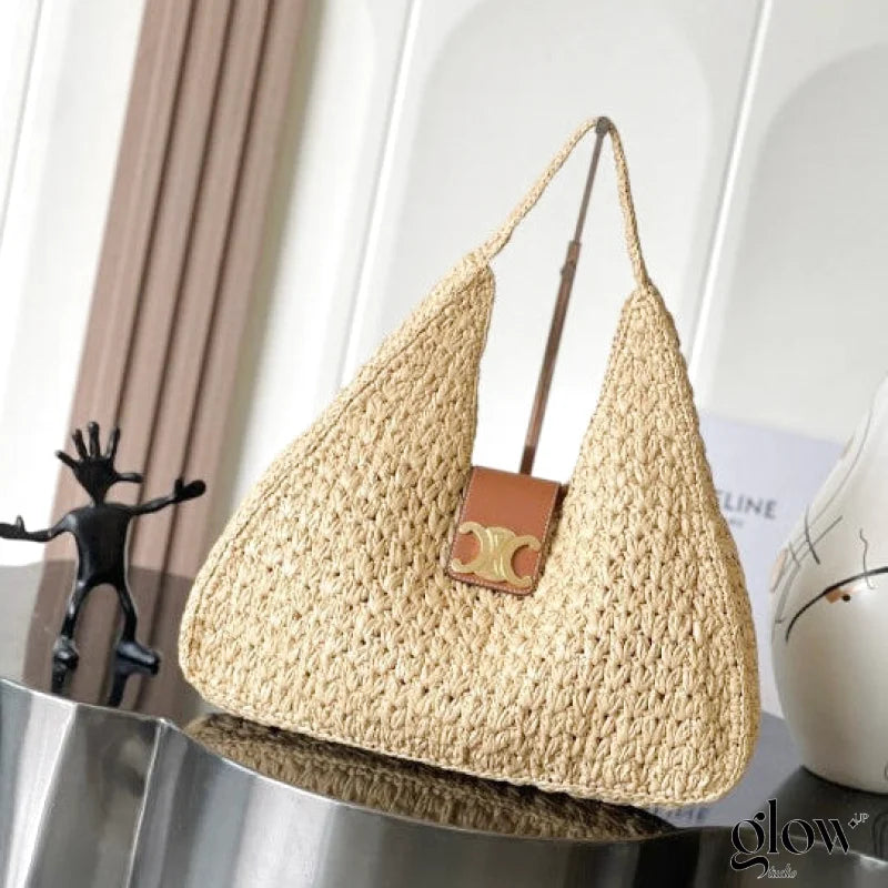Celine - Classic Panier Cabas Triangle Raffia Calfskin