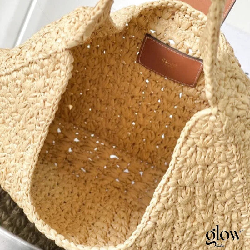 Celine - Classic Panier Cabas Triangle Raffia Calfskin