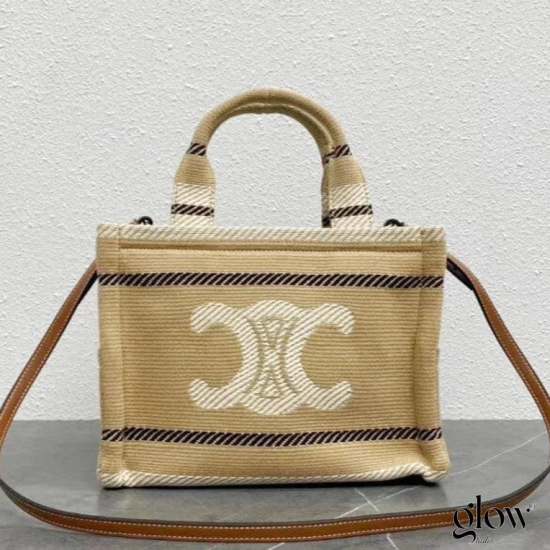 Celine - Small Cabas Thais Striped Textile Beige Noir