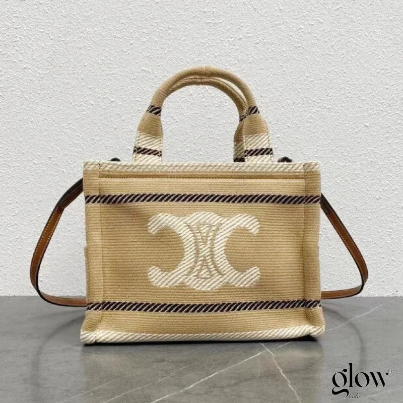 Celine - Small Cabas Thais Striped Textile Beige Noir