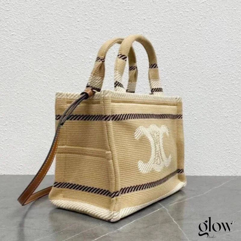 Celine - Small Cabas Thais Striped Textile Beige Noir