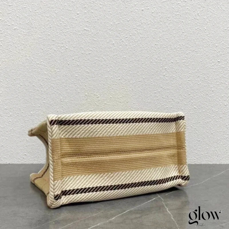Celine - Small Cabas Thais Striped Textile Beige Noir