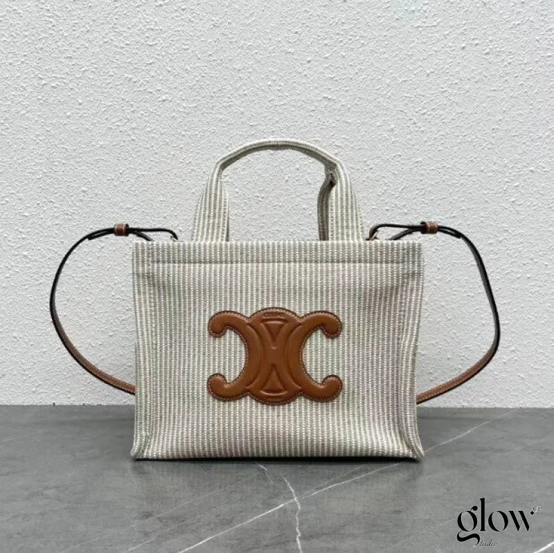 Celine - Small Cabas Thais Striped Textile With Calfskin