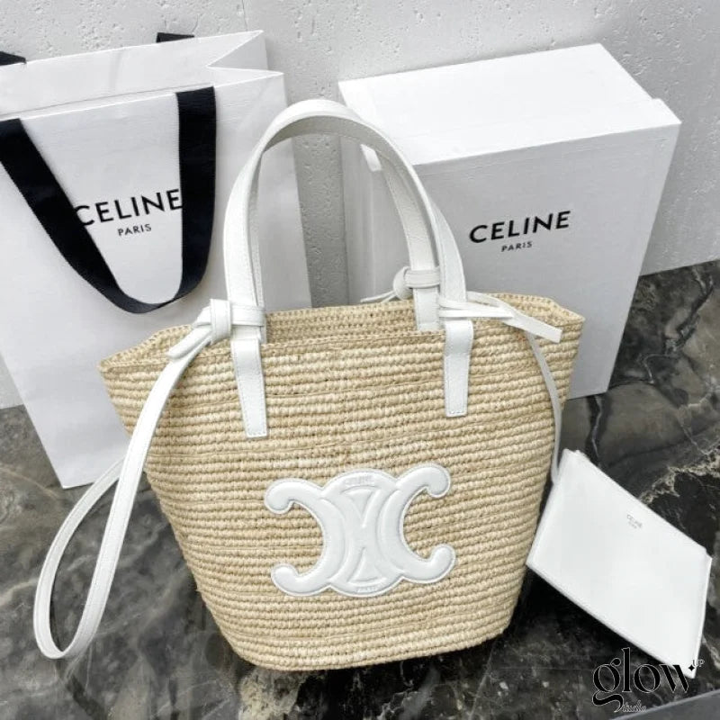Céline - Classic Panier petit modèle Souple Raphia et veau