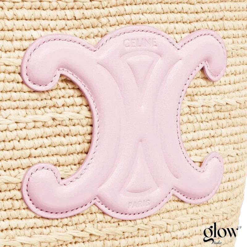 Céline - Classic Panier petit modèle Souple Raphia et veau Pink