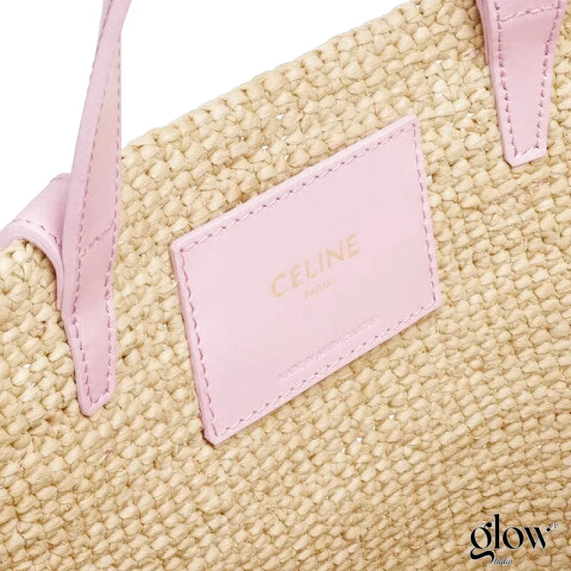 Céline - Classic Panier petit modèle Souple Raphia et veau Pink
