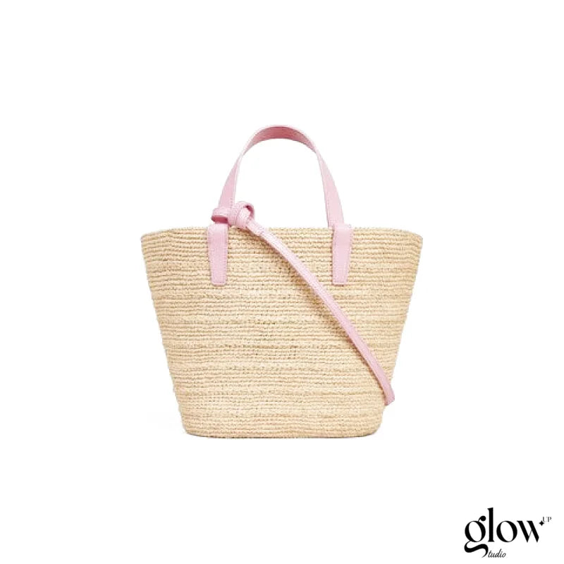 Céline - Classic Panier petit modèle Souple Raphia et veau Pink