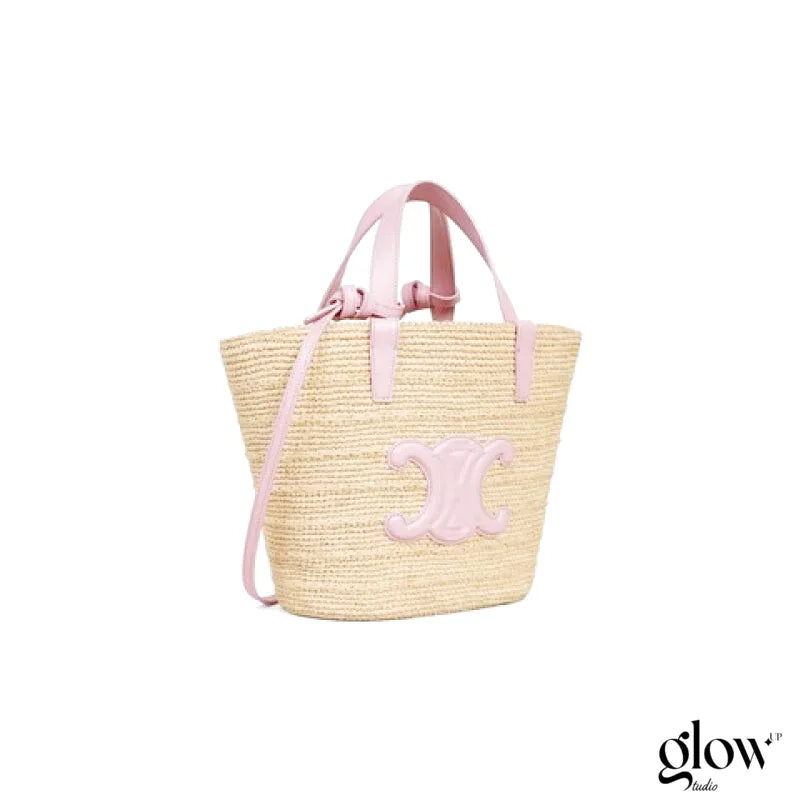 Céline - Classic Panier petit modèle Souple Raphia et veau Pink