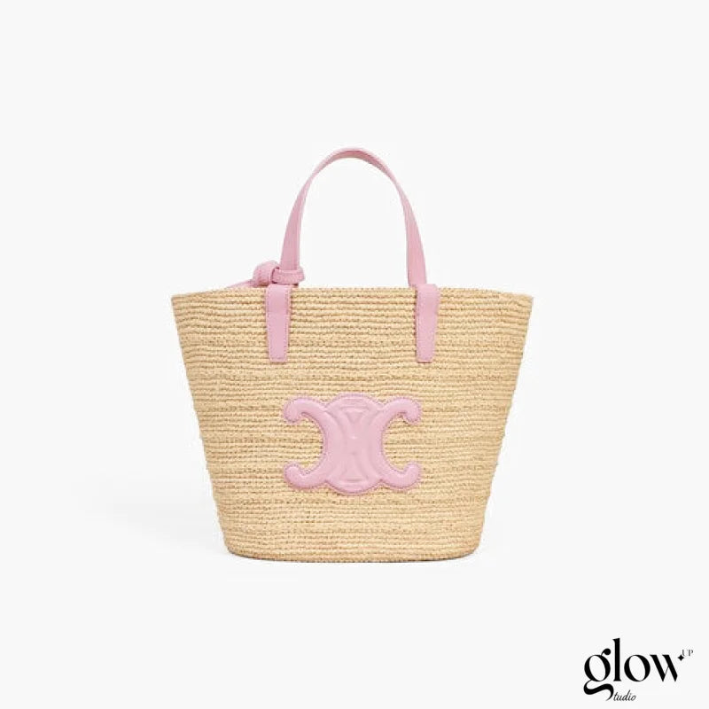 Céline - Classic Panier petit modèle Souple Raphia et veau Pink