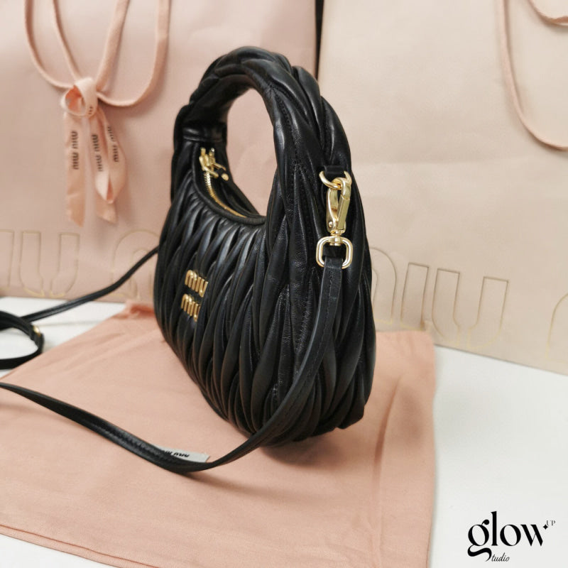Miumiu - Wander matelassé nappa leather hobo bag