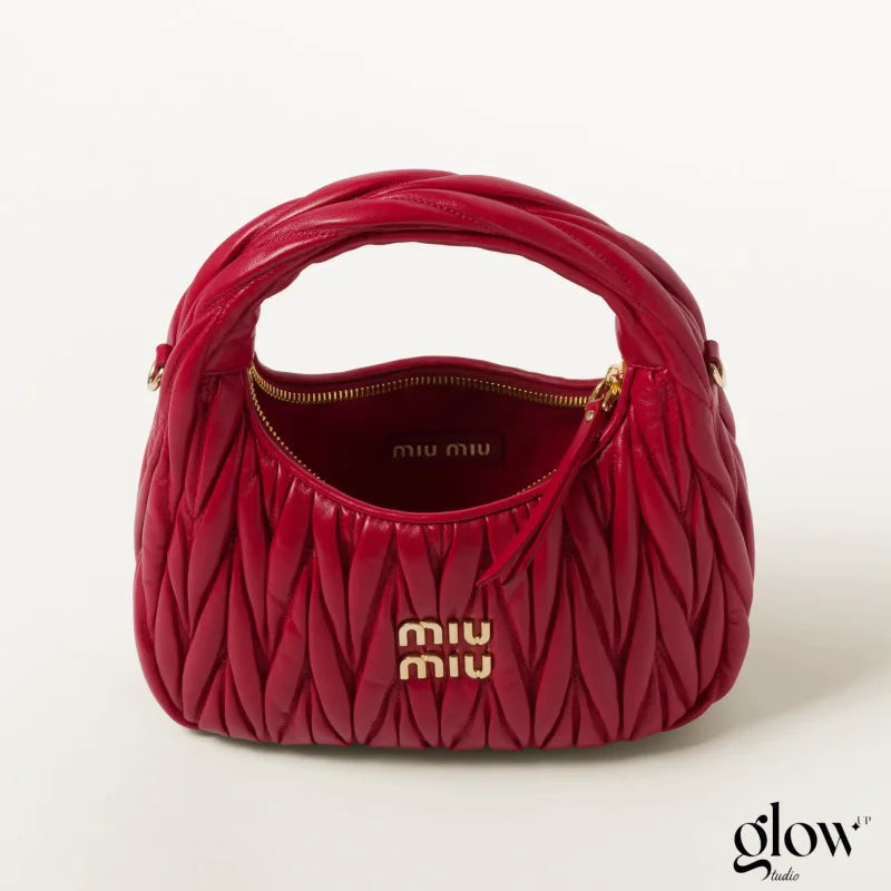 Miumiu - Wander matelassé nappa leather hobo bag red