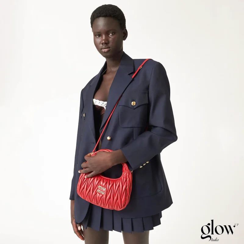 Miumiu - Wander matelassé nappa leather hobo bag red