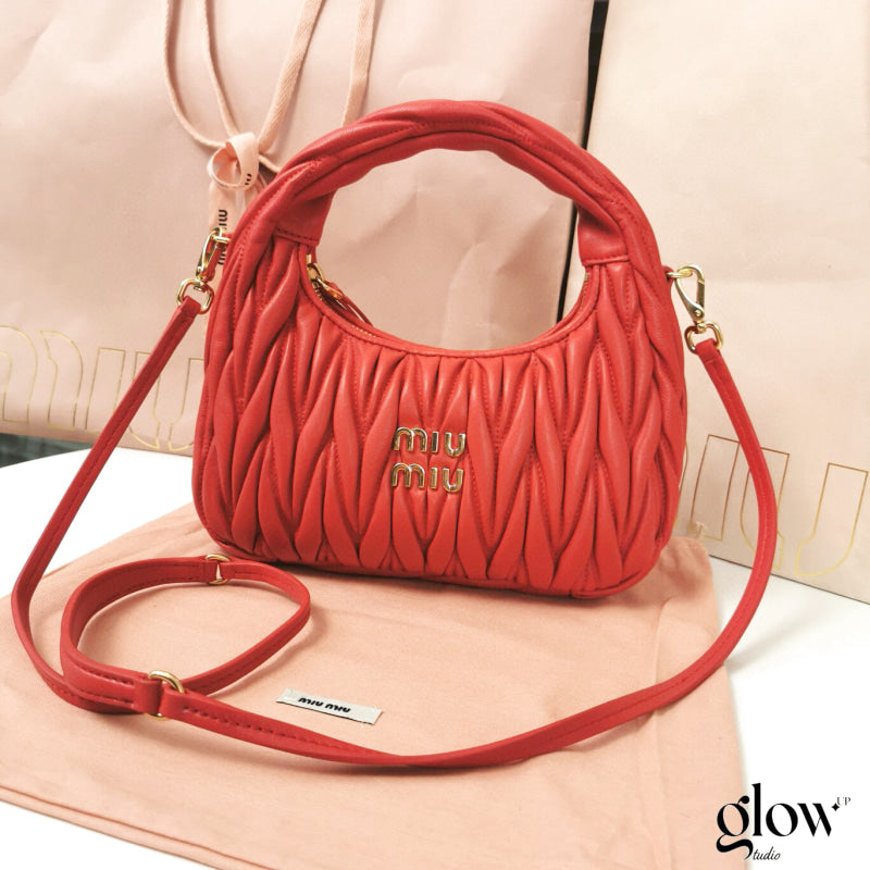 Miumiu - Wander matelassé nappa leather hobo bag