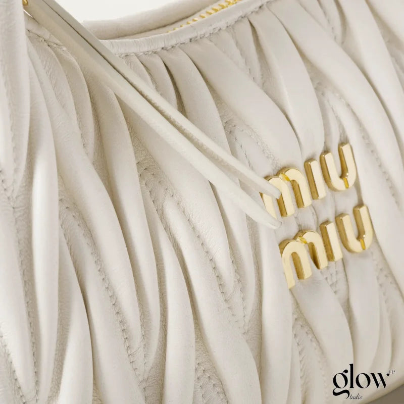 Miumiu - Wander matelassé nappa leather hobo bag White