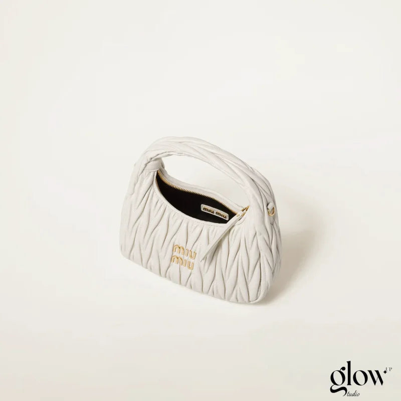 Miumiu - Wander matelassé nappa leather hobo bag White