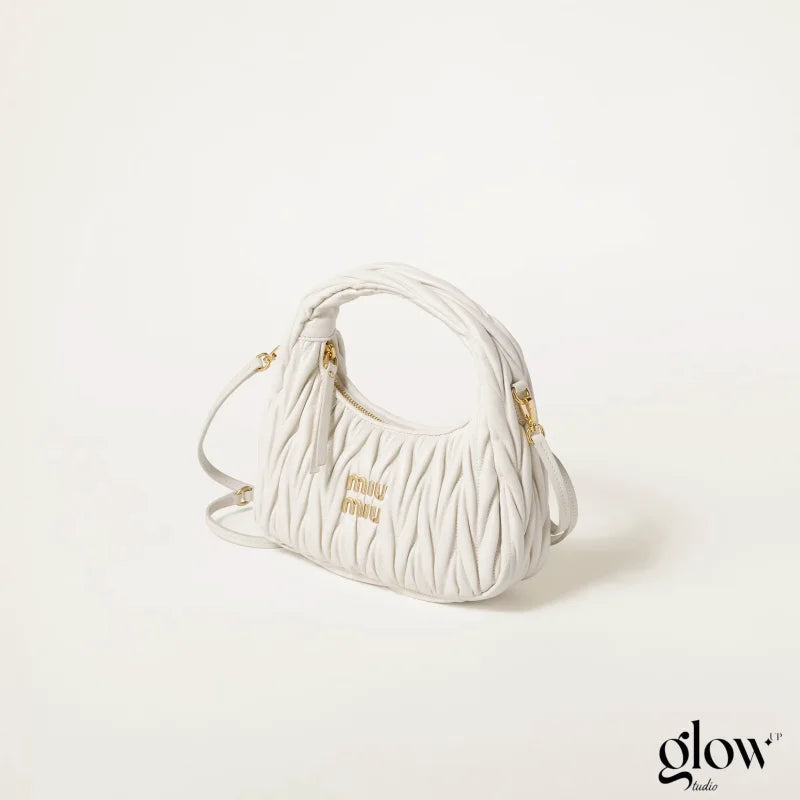 Miumiu - Wander matelassé nappa leather hobo bag White