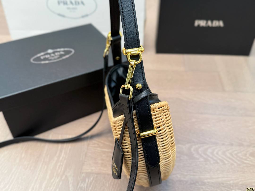 Sac Prada Arqué en osier et cuir