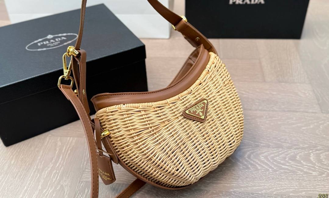 Sac Prada Arqué en osier et cuir