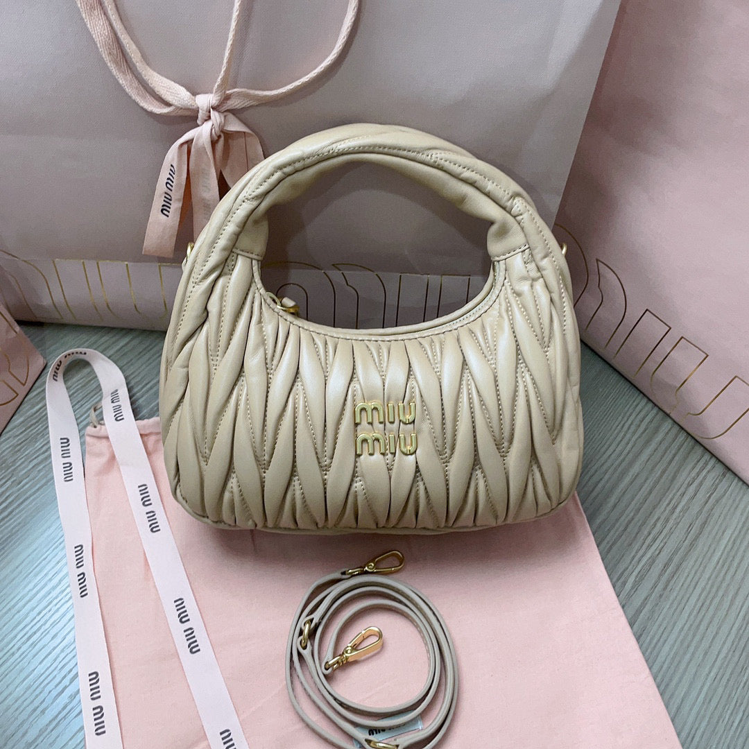 Miumiu - Wander matelassé nappa leather hobo bag