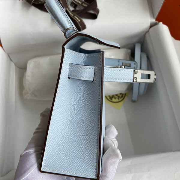 Sac Hermes Kelly Bleu glacier