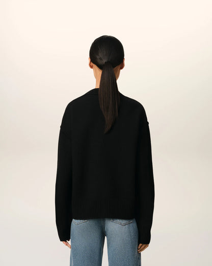Ami Pull Noir En Laine Noir Rouge