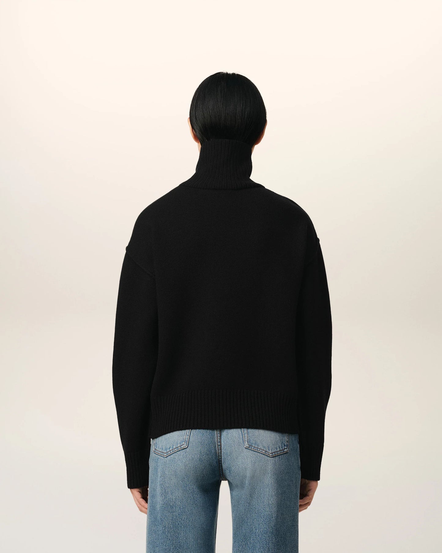 Ami Pull Noir r En Laine Col Noir Rouge