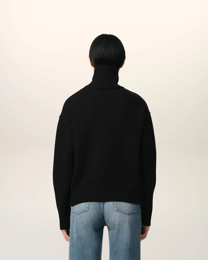 Ami Pull Noir r En Laine Col Noir Rouge