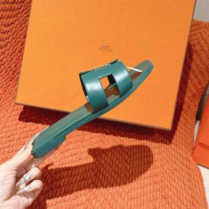 Hermes - Claquettes Oran Vert Bouteille