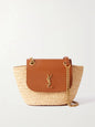 YSL - Sac porté épaule en raphia à finitions en cuir Manon Mini