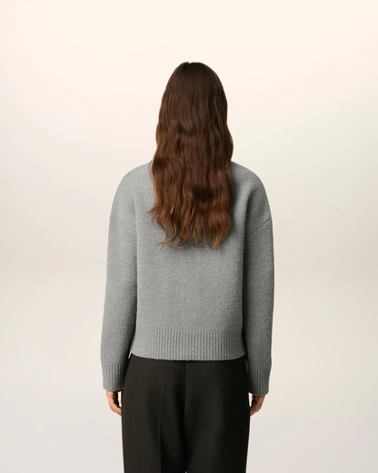 Cardigan Gris  En Maille Alpaga