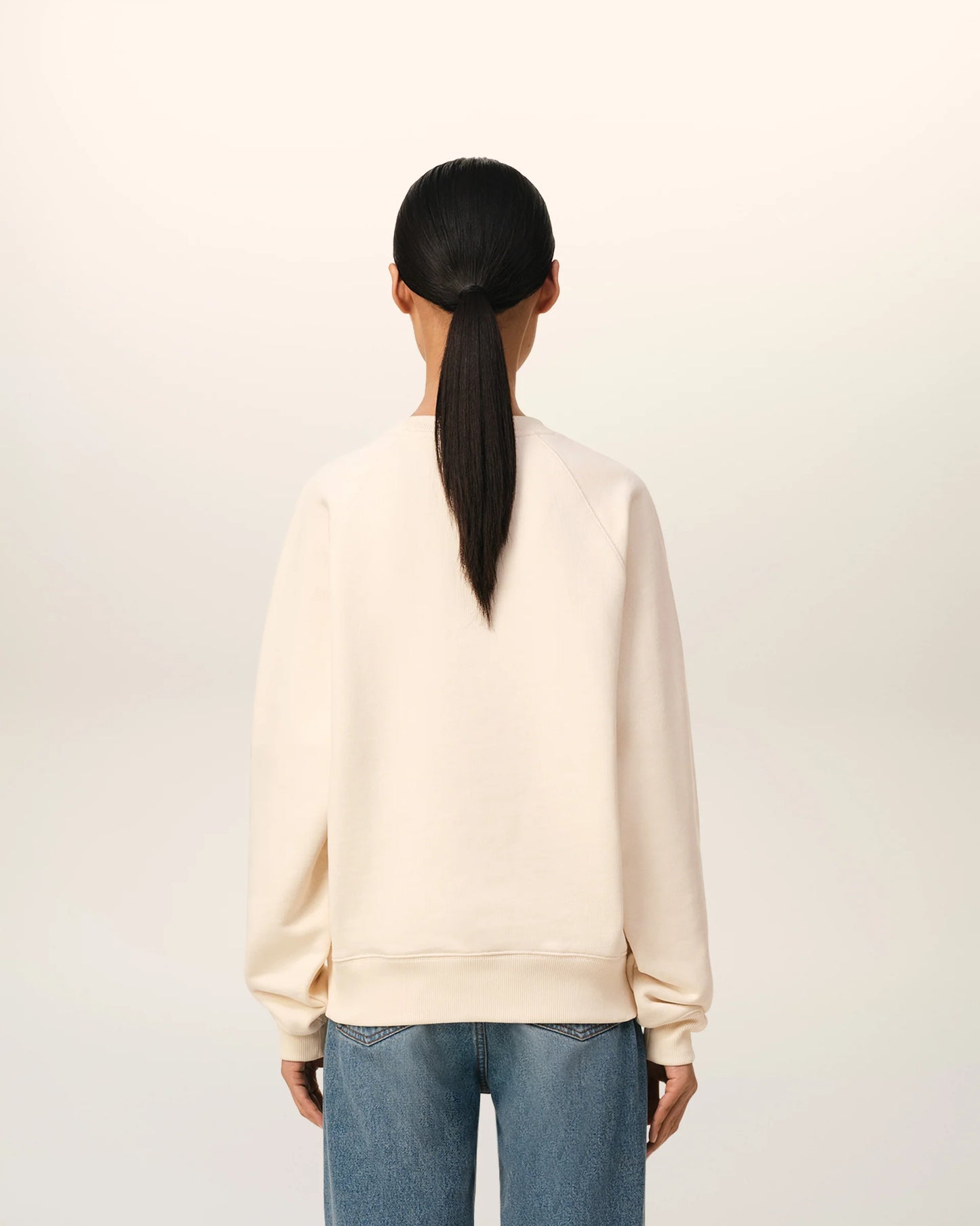 Ami Sweatshirt Beige Patch En Coton - Blanc Creme