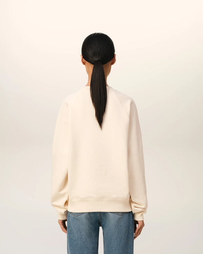 Ami Sweatshirt Beige Patch En Coton - Blanc Creme