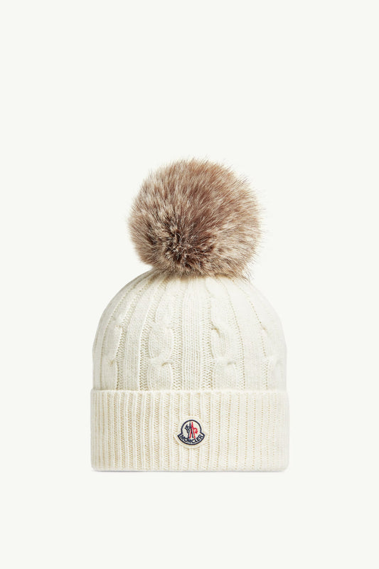 Moncler Bonnet avec pompon  Blanc