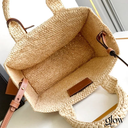 C­eli­ne - Small Cabas Thais Raffia Calfskin Top