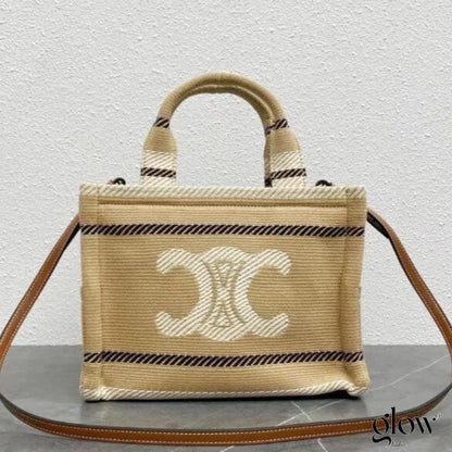 C­eli­ne - Small Cabas Thais Striped Textile Beige Noir