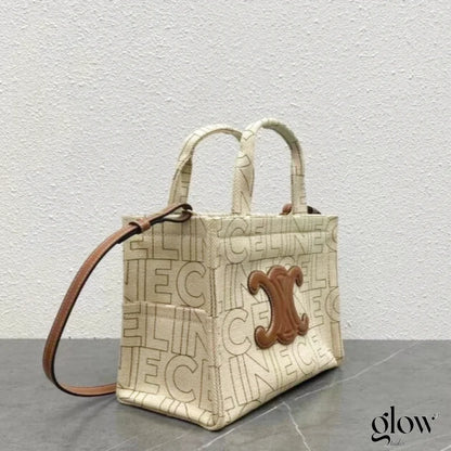 C­eli­ne - Small Cabas Thais Striped Textile With Calfskin