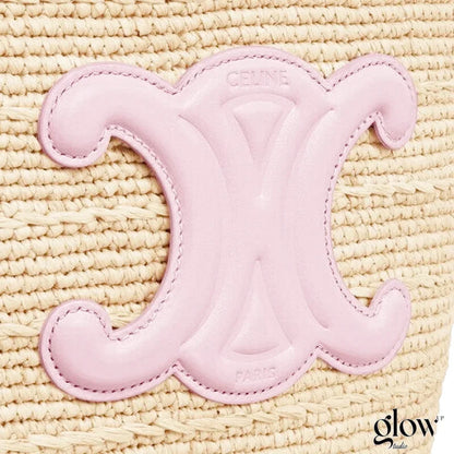 Céline - Classic Panier petit modèle Souple Raphia et veau Pink