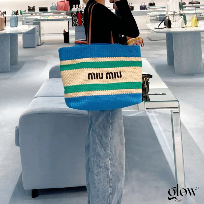 Miumiu - Raffia-effect woven tote bag