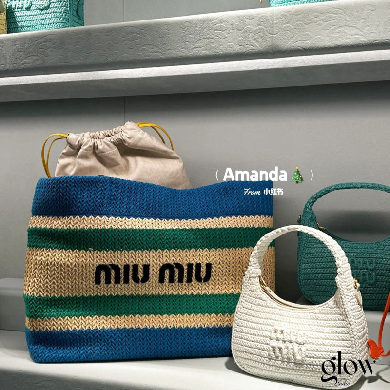 Miumiu - Raffia-effect woven tote bag