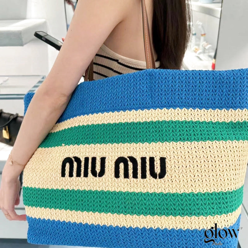 Miumiu - Raffia-effect woven tote bag