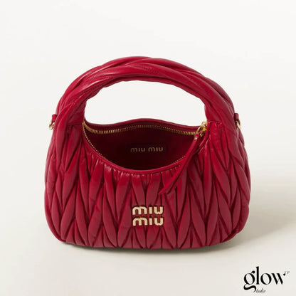 Miumiu - Wander matelassé nappa leather hobo bag red