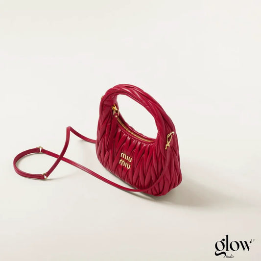 Miumiu - Wander matelassé nappa leather hobo bag red